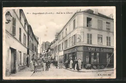 AK Argenteuil, Rue de la Liberté, Strassenpartie im Ortskern