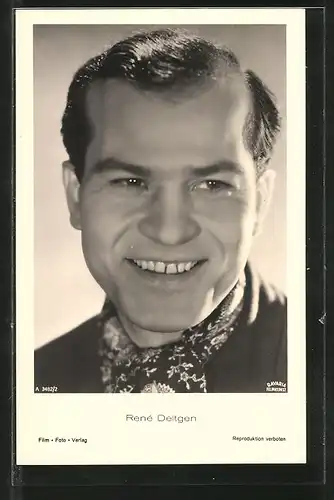 AK Schauspieler René Deltgen lächelnd mit Halstuch posierend