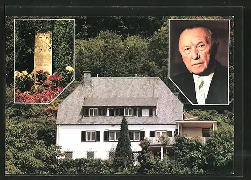 AK Bad Honnef-Rhöndorf, Wohnhaus und Porträt von Konrad Adenauer
