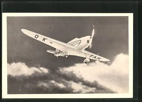 AK Propeller-Flugzeug in der Luft, Memorial Ing. Jana Kaspara v Pardubicich