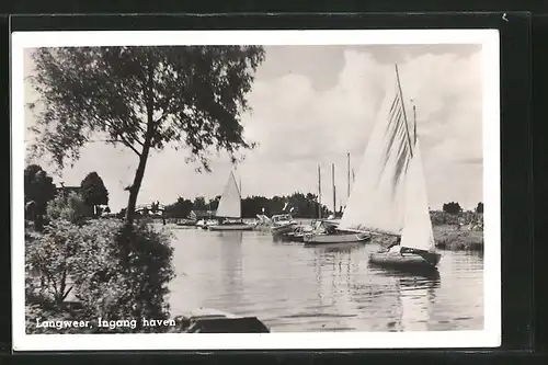 AK Langweer, Ingang haven, Segelboote am Eingang zum Hafen
