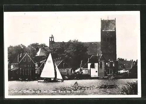 AK Grouw, Gezicht op Ned. Herv. Kerk en Toren