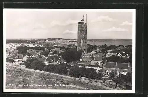 AK Terschelling, Panorama m. Vuurtoren "De Brandaris"