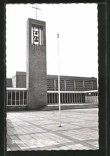 AK Franeker, R. K. Kerk, Kirche mit Glockenturm