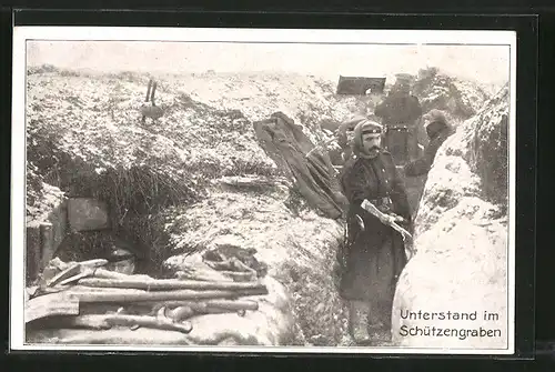 AK Soldaten bauen an einem Unterstand im Schützengraben