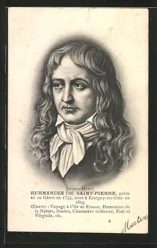 AK Bernardin de Saint-Pierre, Portrait des Autors