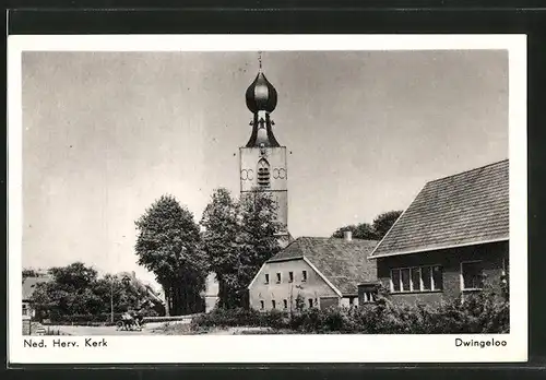 AK Dwingeloo, Ned. Herv. Kerk, Blick zur Kirche