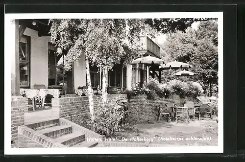 AK Holten, Hotel-Café-Restaurant "De Holterberg" mit Terrasse, hotelterras achterzijde