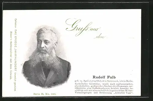AK Portrait des Forschers Rudolf Falb