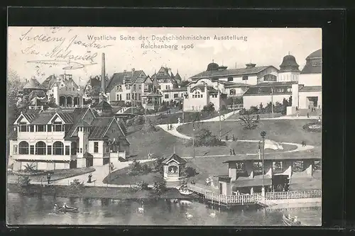 AK Reichenberg, Deutsch-Böhmische Ausstellung 1906, Blick auf die westliche Seite