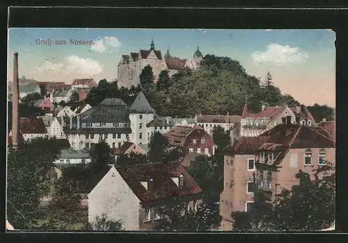 AK Nossen, Ortsansicht mit Blick auf das Schloss