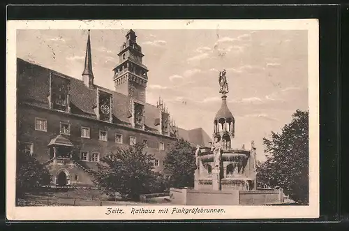 AK Zeitz, Rathaus mit Finkgräfebrunnen