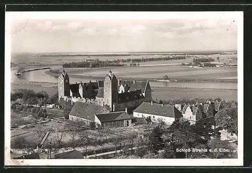 AK Strehla, Schloss aus der Vogelschau