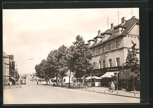 AK Weisswasser, Muskauer Strasse mit Geschäften