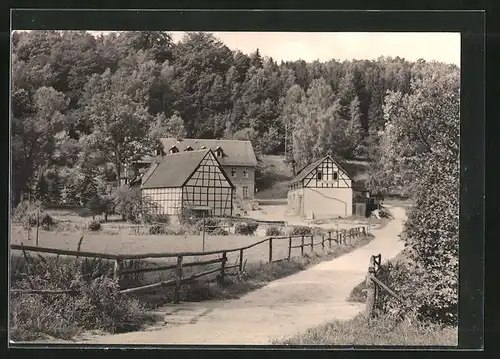 AK Bad Klosterlausnitz, Partie am Waldgasthaus "Walkmühle"
