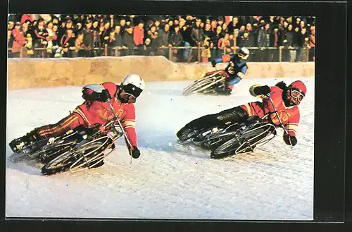 AK Ice Racing, Eis-Speedway, Motorradrennfahrer Alexander Cherbakov und Vladimir Chapala