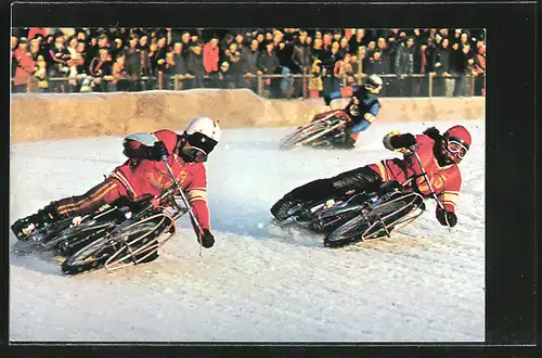 AK Ice Raacing, Eis-Speedway, Motorradrennen, Alexander Cherbakov 3 vor Vladimir Chapala 5