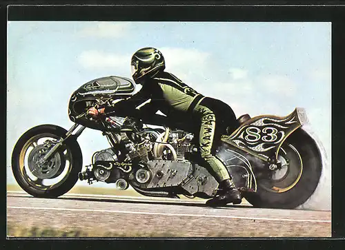 AK Dragsters, Sprintmaschinen, Motorrad mit Startnummer 83, Henk Vink auf Kawasaki