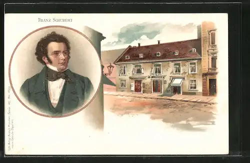 Lithographie Portrait des Komponisten Franz Schubert