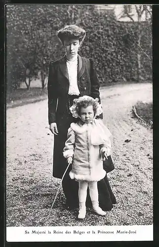 AK Sa Majesté la Reine des Belges et la Princesse Marie-Jose, Königin von Belgien