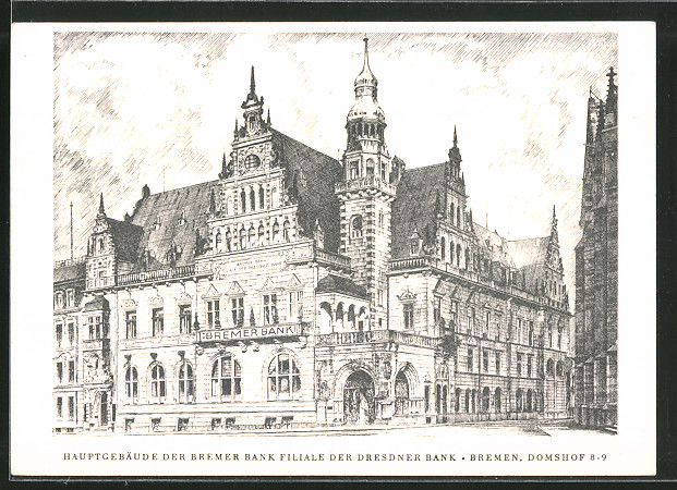 Ak Bremen Hauptgebaude D Bremer Bank Domshof 8 9 Nr 7293561