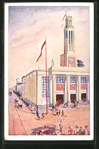 Künstler-AK Poznan, Powszechna Waystawa Krajowa 1929, Glowne wejscie, Ausstellung
