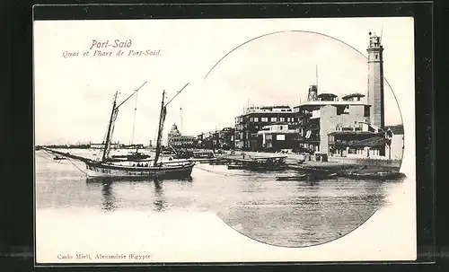 AK Port-Said, quai et phare de Port-Said, Leuchtturm