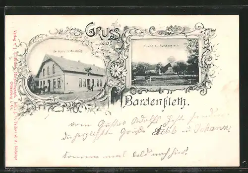 AK Bardenfleth, Gräpers Gasthof, Kirche