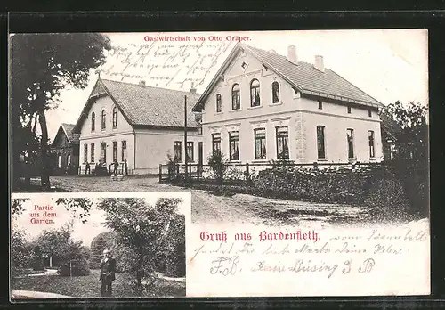 AK Bardenfleth, Gasthaus von Otto Gräper, Partie aus dem Garten