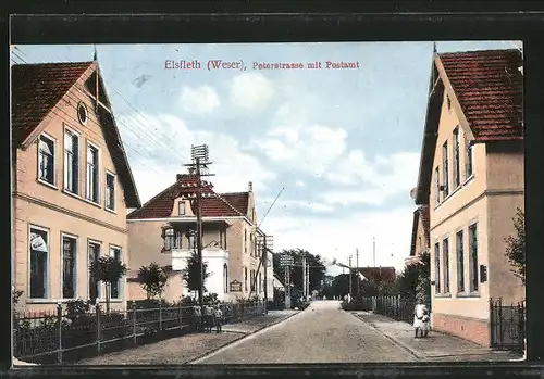 AK Elsfleth, Peterstrasse mit Postamt