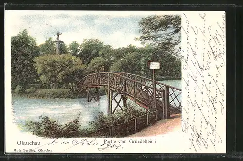 AK Glauchau, Brücke über den Gründelteich