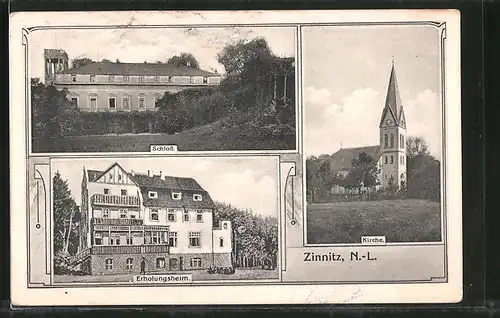 AK Zinnitz, Kirche, Schloss Erholungsheim