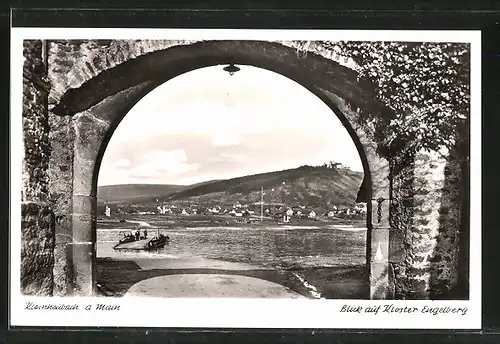 AK Kleinheubach, Main-Fähre, Blick auf Kloster Engelberg