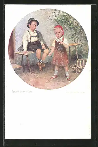 Künstler-AK Brüder Kohn (B.K.W.I) Nr. 1308: Spielkameraden, Zwei Buben