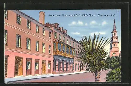 AK Charleston, SC, Dock Street Theatre and St. Phillip's Church