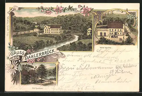 Lithographie Dahlerbrück, Hotel Hencke, Glör-Hammer