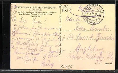 AK Reinsdorf, Gasthof Obstweinschänke von P. Keim