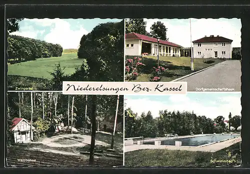 AK Niederelsungen, Dorfgemeinschaftshaus, Waldbühne, Schwimmbad, Zwingertal