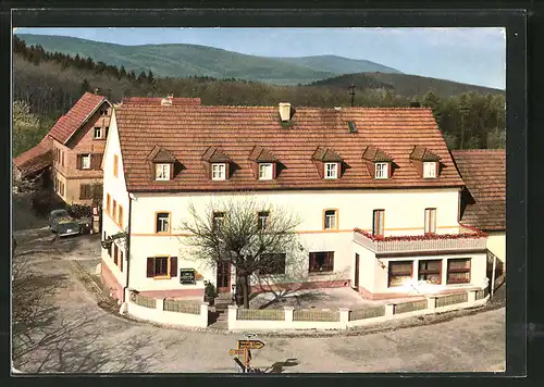 AK Wilhelmsfeld, Gasthaus und Pension "Schriesheimer Hof" aus der Vogelschau