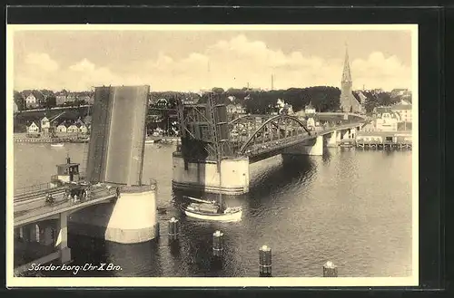 AK Sonderborg, Chr. X. Bro, an der Klappbrücke