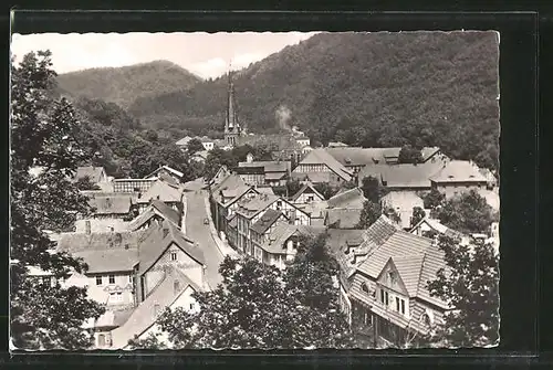AK Ilfeld, Blick über den Ort mit Kirchturm
