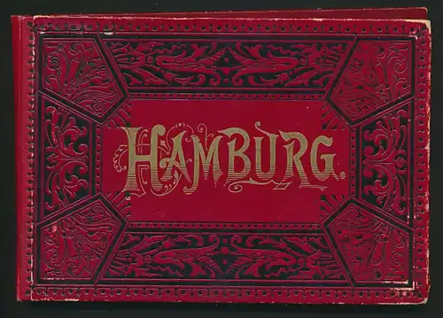 Leporello-Album Hamburg, mit 23 Lithographie-Ansichten, Hafen, Jungfernstieg, Hotel Hamburger Hof, Börse, Oper, Alster