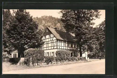 AK Hohnstein, Strassenansicht mit Russig-Mühle