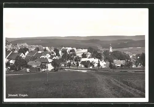 AK Jöhstadt, Ortspanorama mit Gebirge