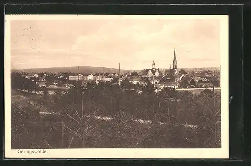 AK Geringswalde, Ortspanorama mit Kirchturm