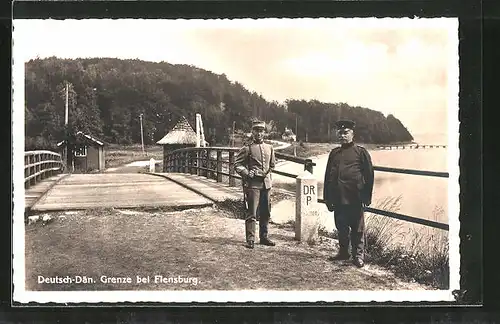 AK Flensburg, Grenzsoldaten an der Deutsch-Dänischen Grenze