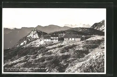 AK Kranabetsattelhütte, Berghütte mit Blick auf den Dachstein