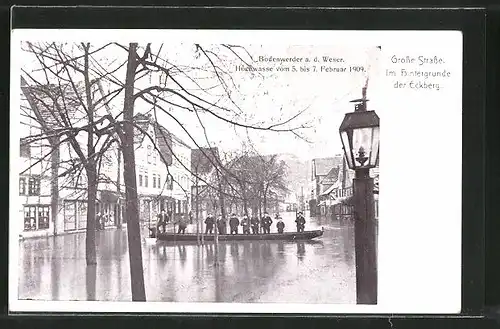 AK Bodenwerder, Hochwasser vom 5.-7.2.1909, Grosse Strasse