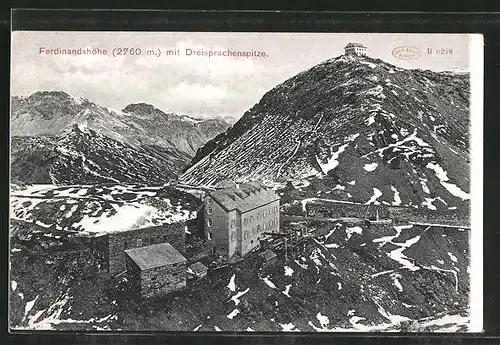 AK Ferdinandshöhe mit Dreisprachenspitze, Berghütten