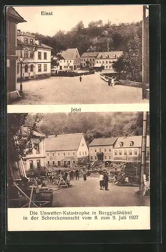 AK Berggiesshübel, Zerstörung der Brücke durch Unwetter vom 9.7.1927, Ansicht vor der Katastrophe
